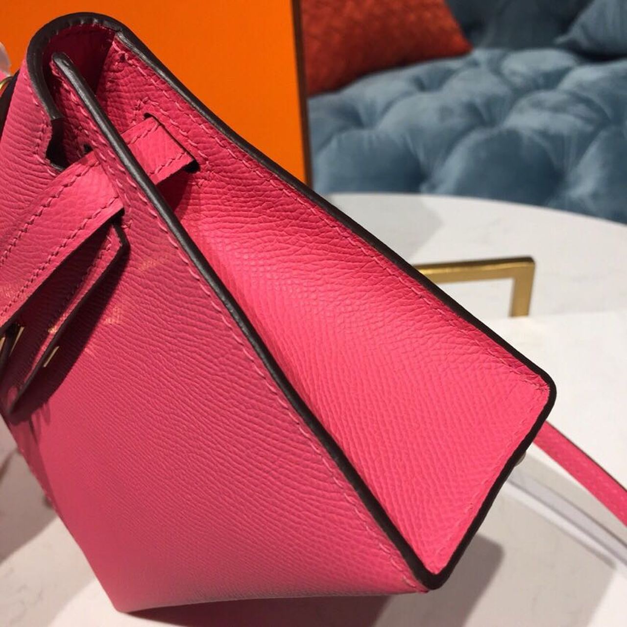 H**me5 Mini Kelly Rose Tyrien For Women Gold Toned Hardware 7.5in/19cm