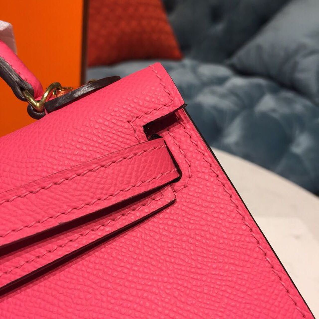 H**me5 Mini Kelly Rose Tyrien For Women Gold Toned Hardware 7.5in/19cm