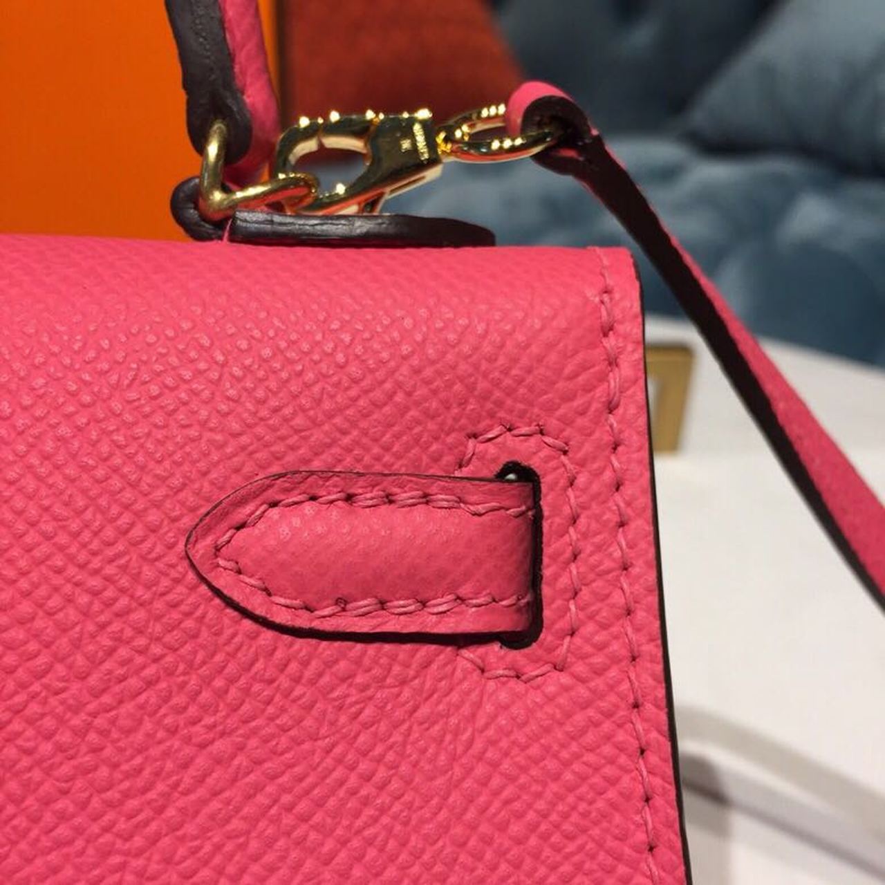 H**me5 Mini Kelly Rose Tyrien For Women Gold Toned Hardware 7.5in/19cm