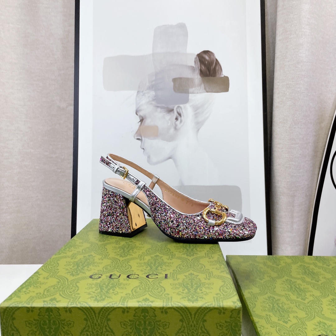 Gvc*1 Lovelight Slingback Mid-Heel With Horsebit Multicolor For Women GG 707702 KSP20 8461