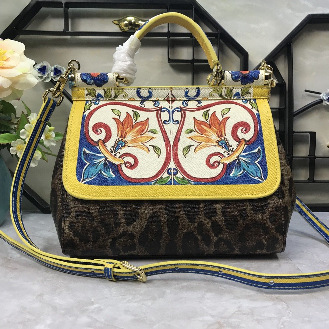 Dolce & Gabbana Medium Sicily Handbag Unique Print Motifs Muticolour For Women 10.2in/26cm DG