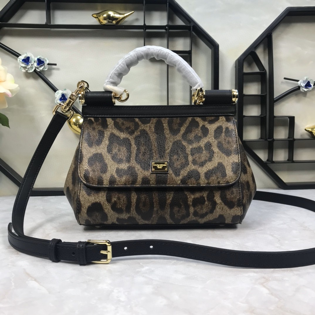 Dolce & Gabbana Leopard Print Small Sicily Top Handle Bag Muticolour For Women 7.8in/20cm DG