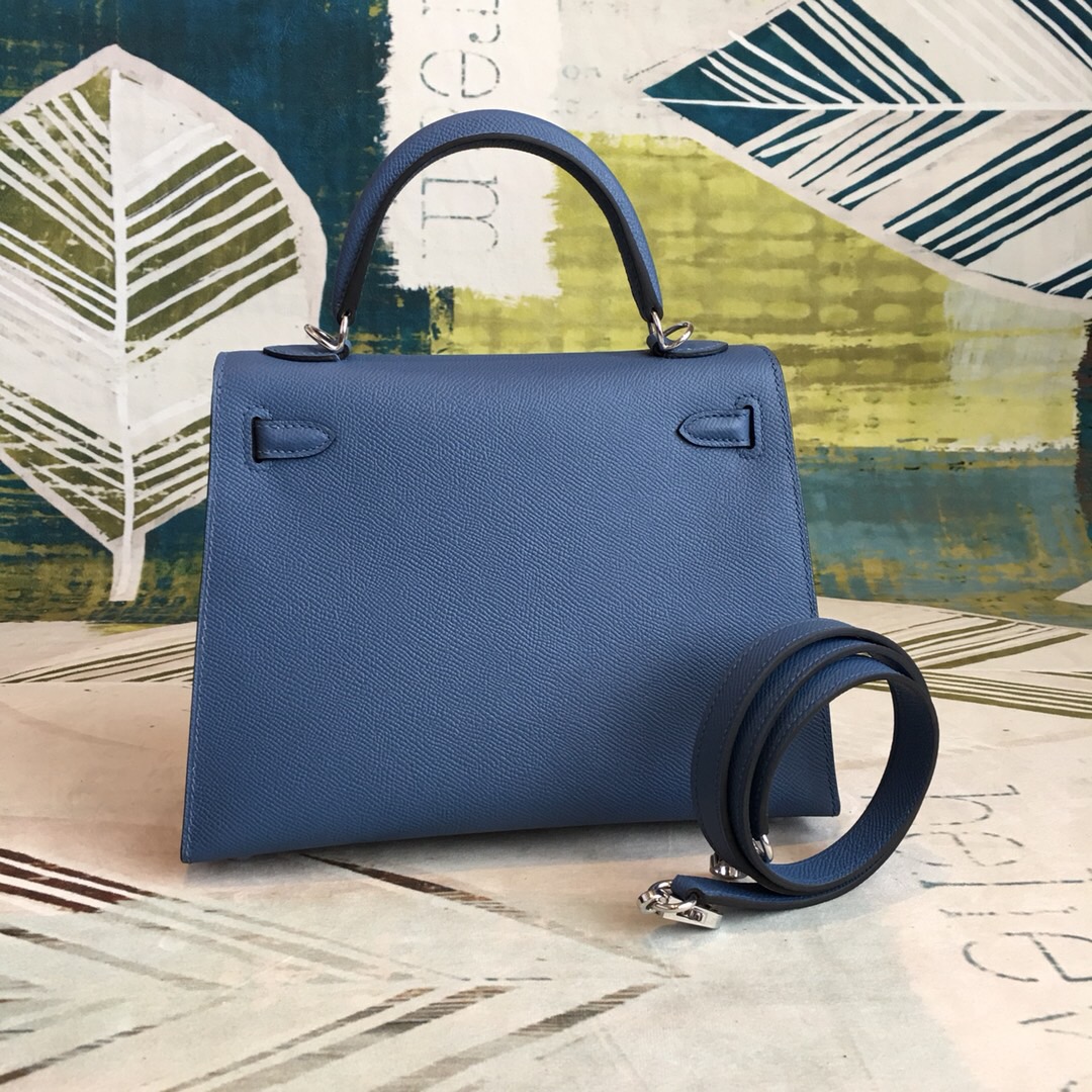 H**me5 Kelly Navy For Women Silver Toned Hardware 10in/25cm