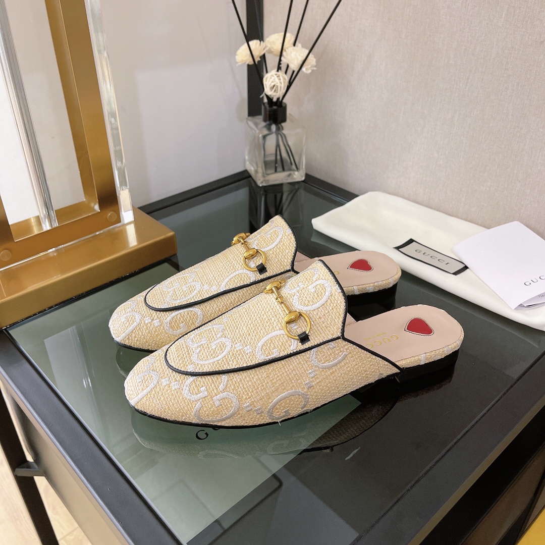 Gvc*1 Women’s GG Princetown Slipper Beige For Women GG 475094 UWB50 9676