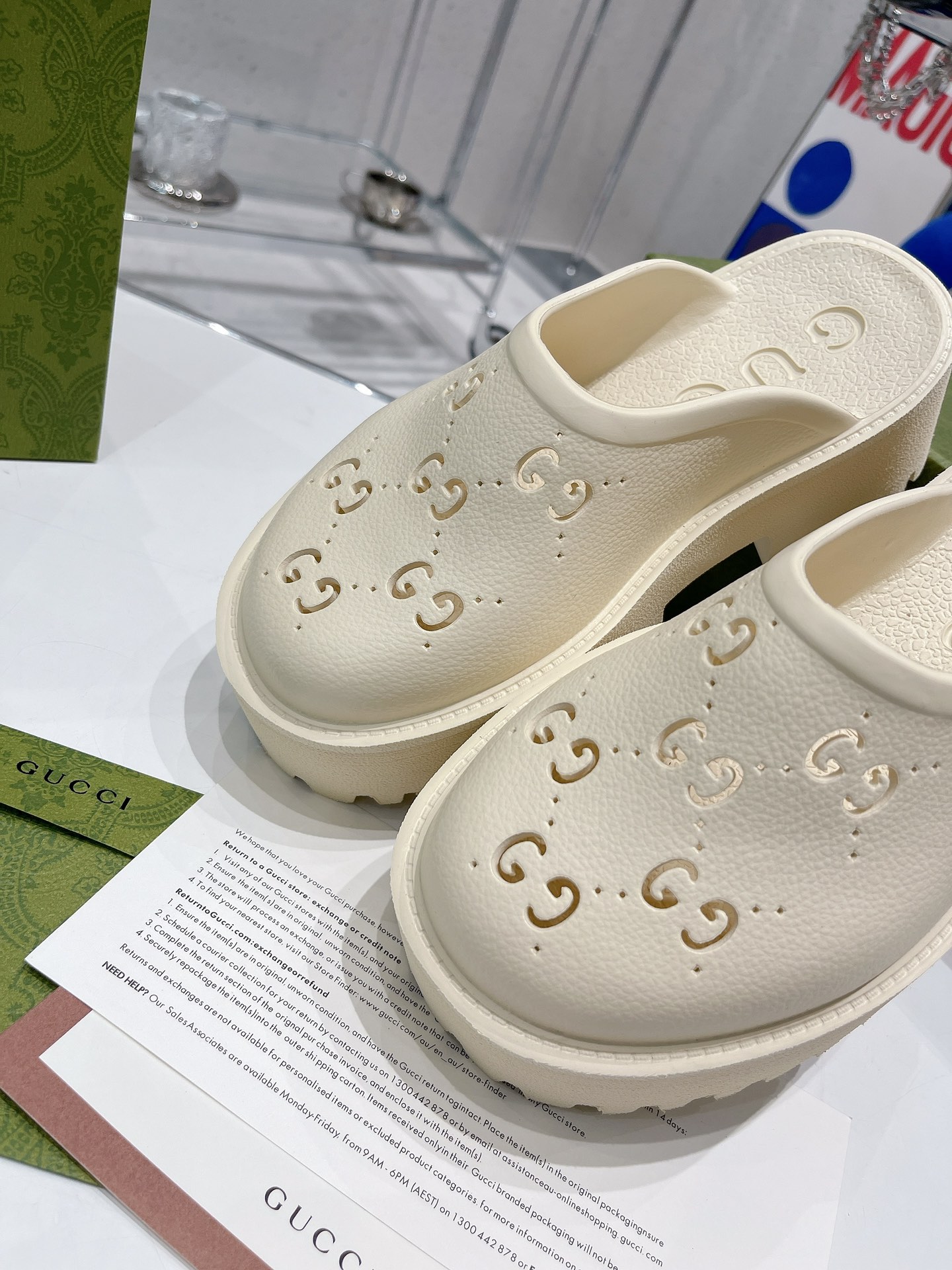 Gvc*1 Women’s Platform Perforated G Sandal White For Women GG