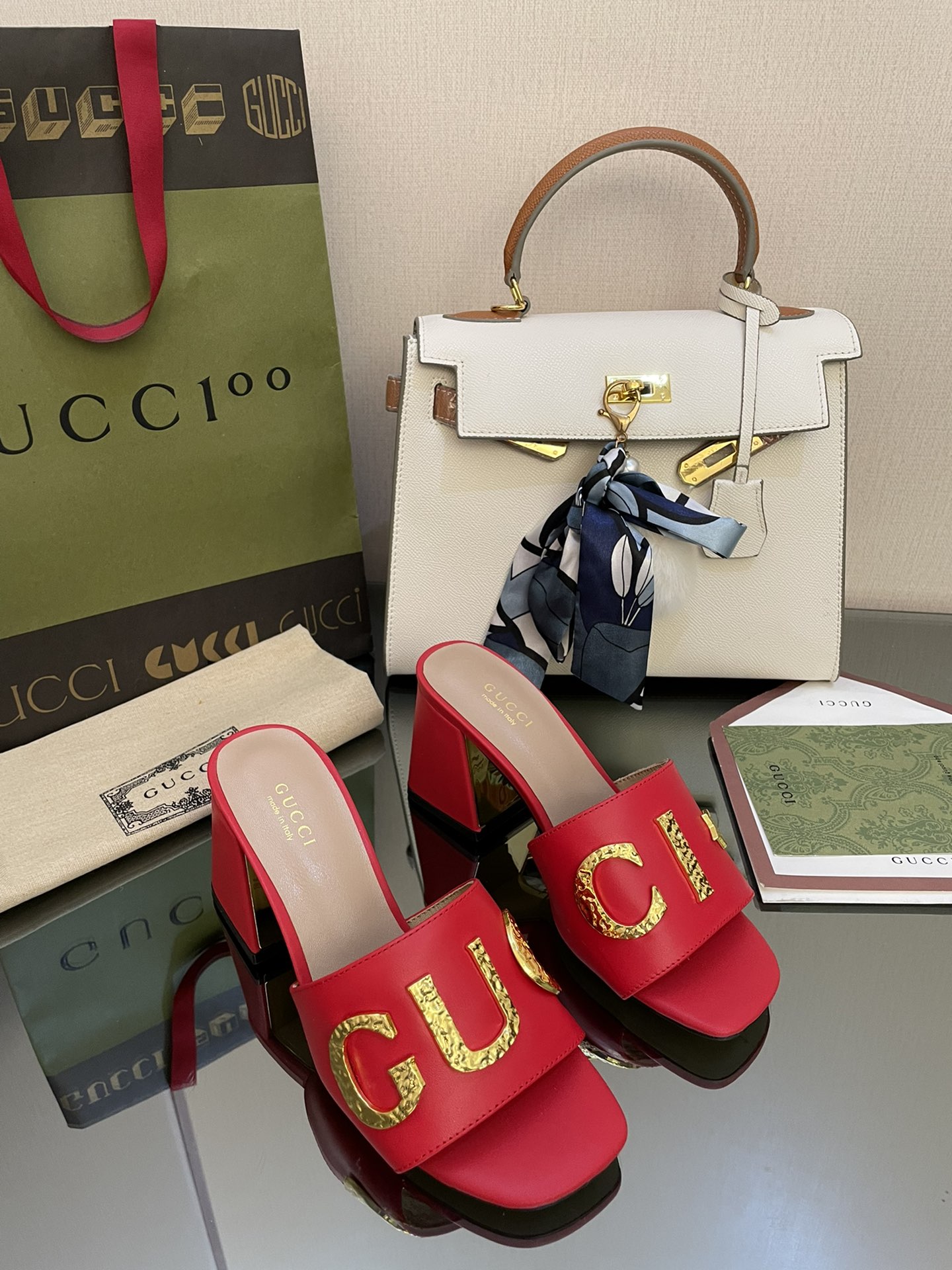 Gvc*1 Women’s ‘Gvc*1’ Slide Sandal Red For Women GG