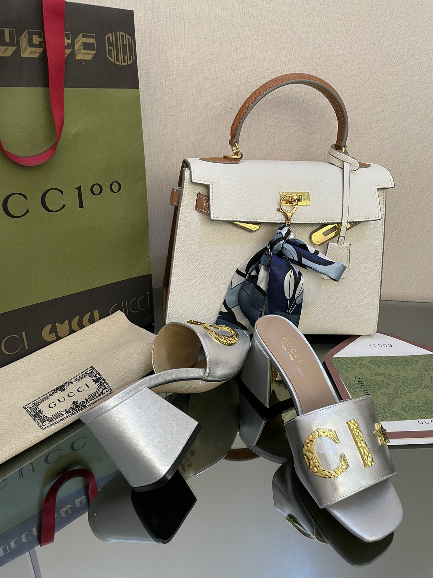 Gvc*1 Women’s ‘Gvc*1’ Slide Sandal Silver For Women GG