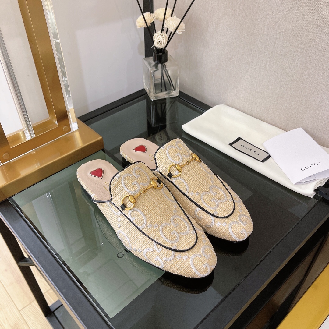 Gvc*1 Women’s GG Princetown Slipper Beige For Women GG ‎475094 UWB50 9676