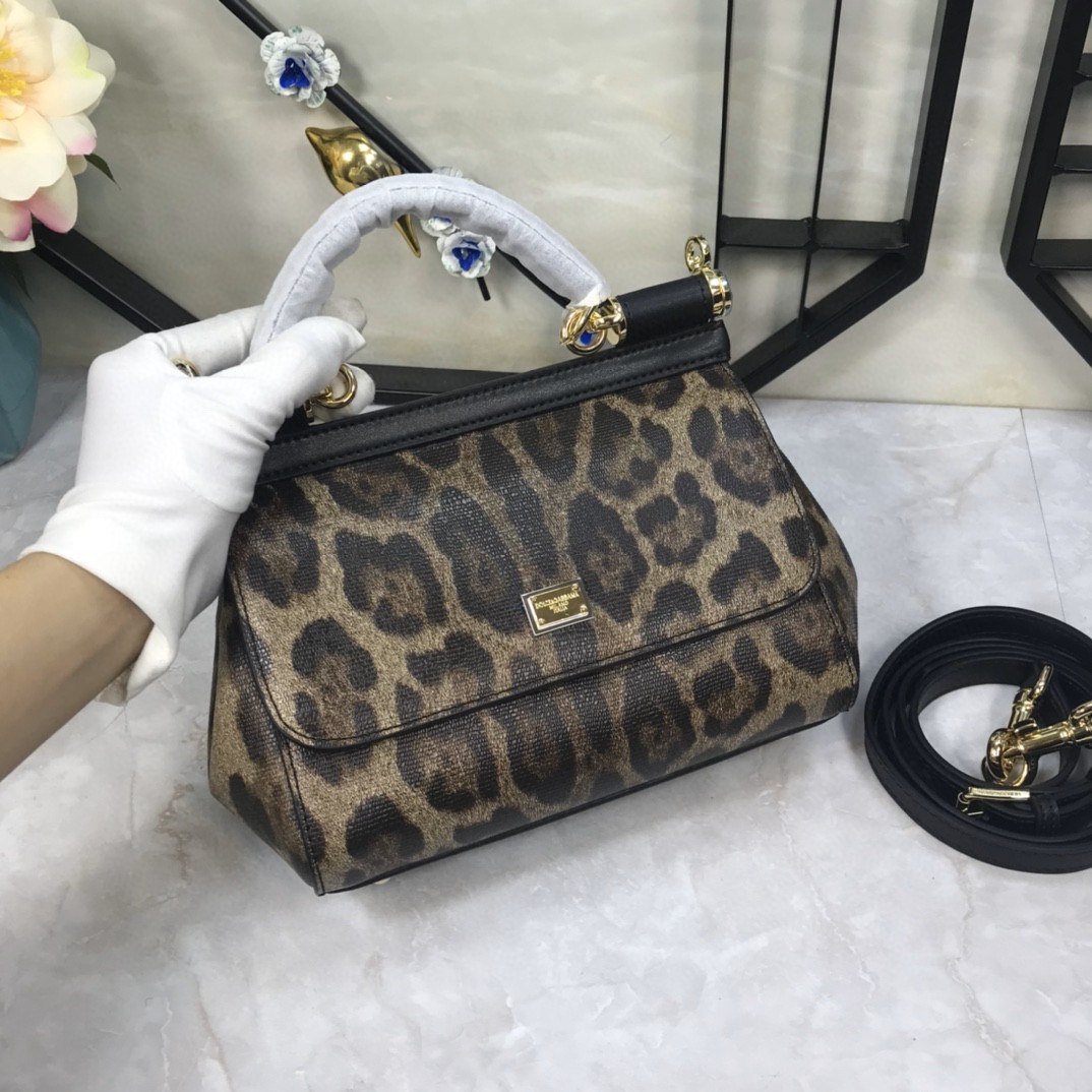 Dolce & Gabbana Leopard Print Small Sicily Top Handle Bag Muticolour For Women 7.8in/20cm DG