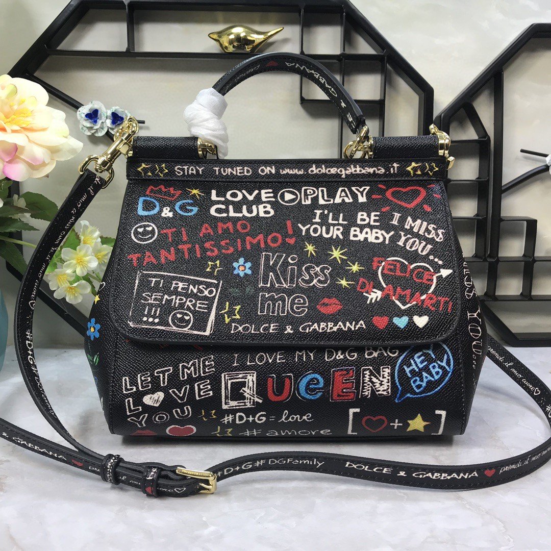 Dolce & Gabbana Medium Sicily Handbag In Dauphine Muticolour For Women 10.2in/26cm DG