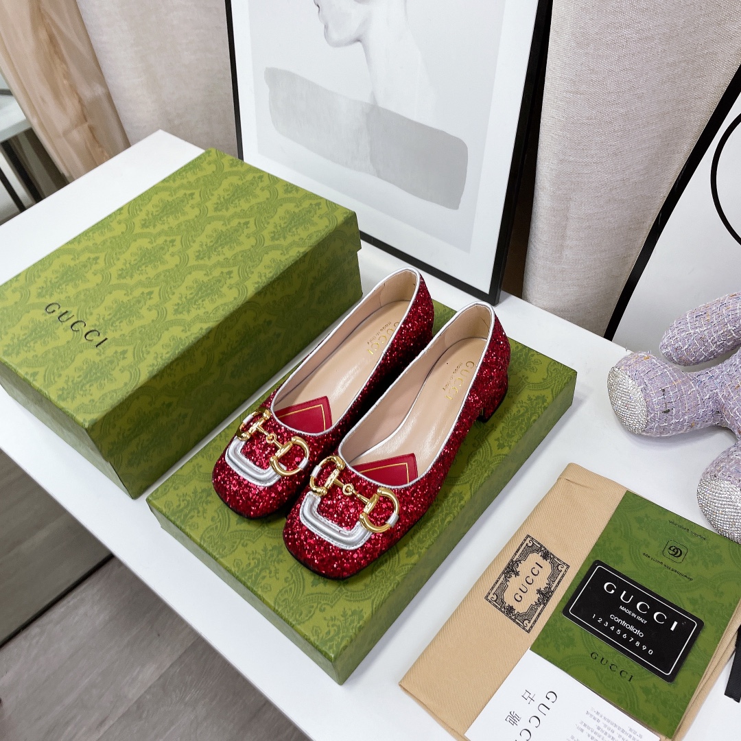 Gvc*1 Lovelight Crystal Ballet Flat With Horsebit Red For Women GG
