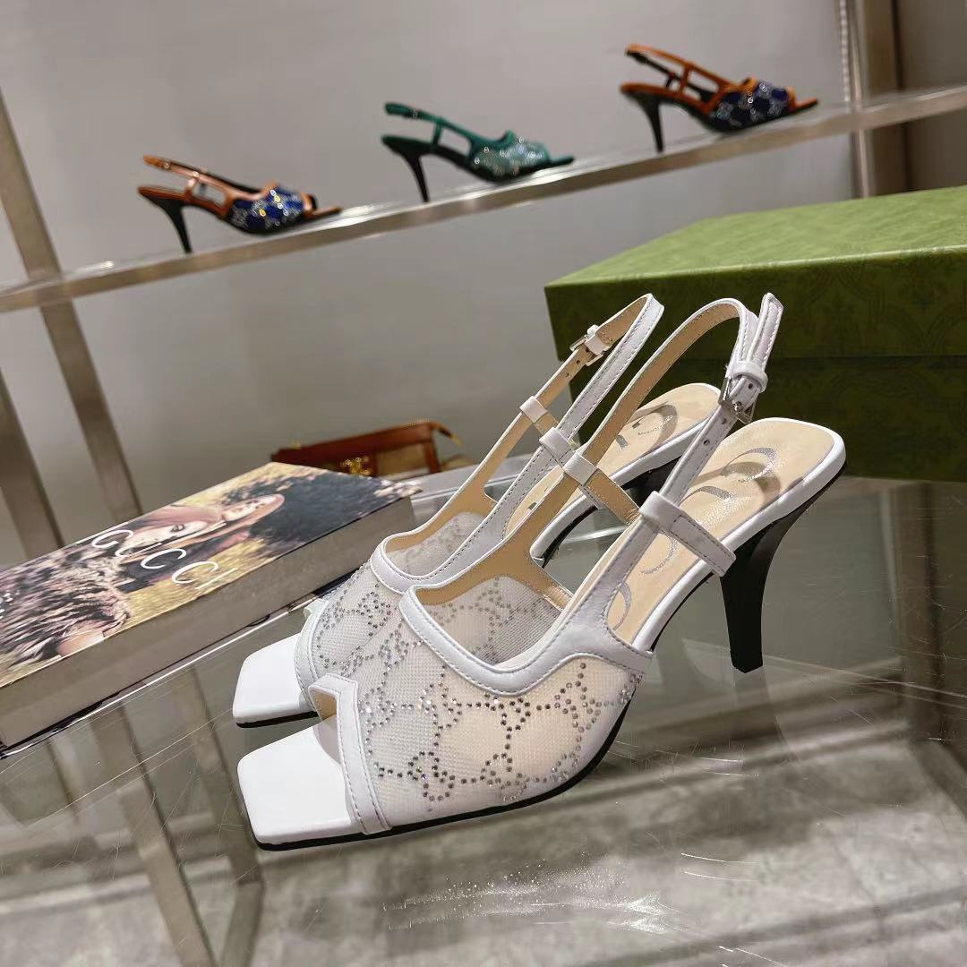 Gvc*1 Women’s GG Slingback Mid-Heel Pump White For Women GG