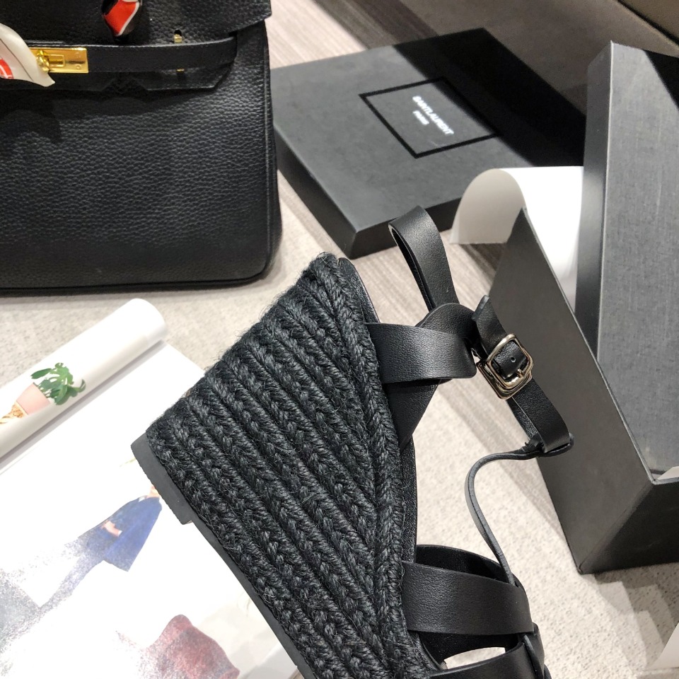 Sa1nt Lau*nt Women’s Tribute Espadrilles Wedge Black For Women Y51 611924BDA001000