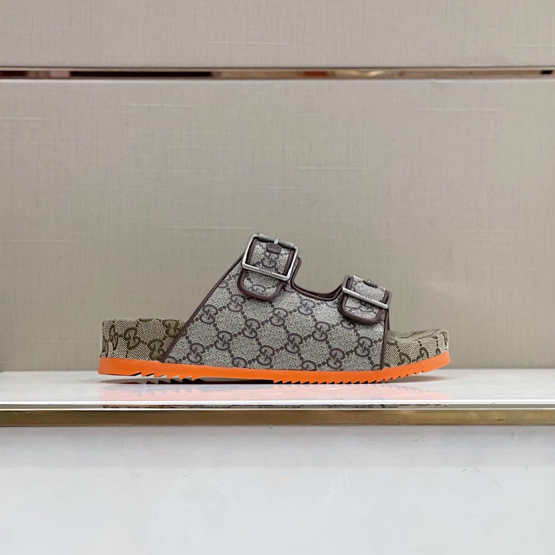 Gvc*1 Men’s Slide Sandal With Straps Gray Orange For Men 658020 2HK60