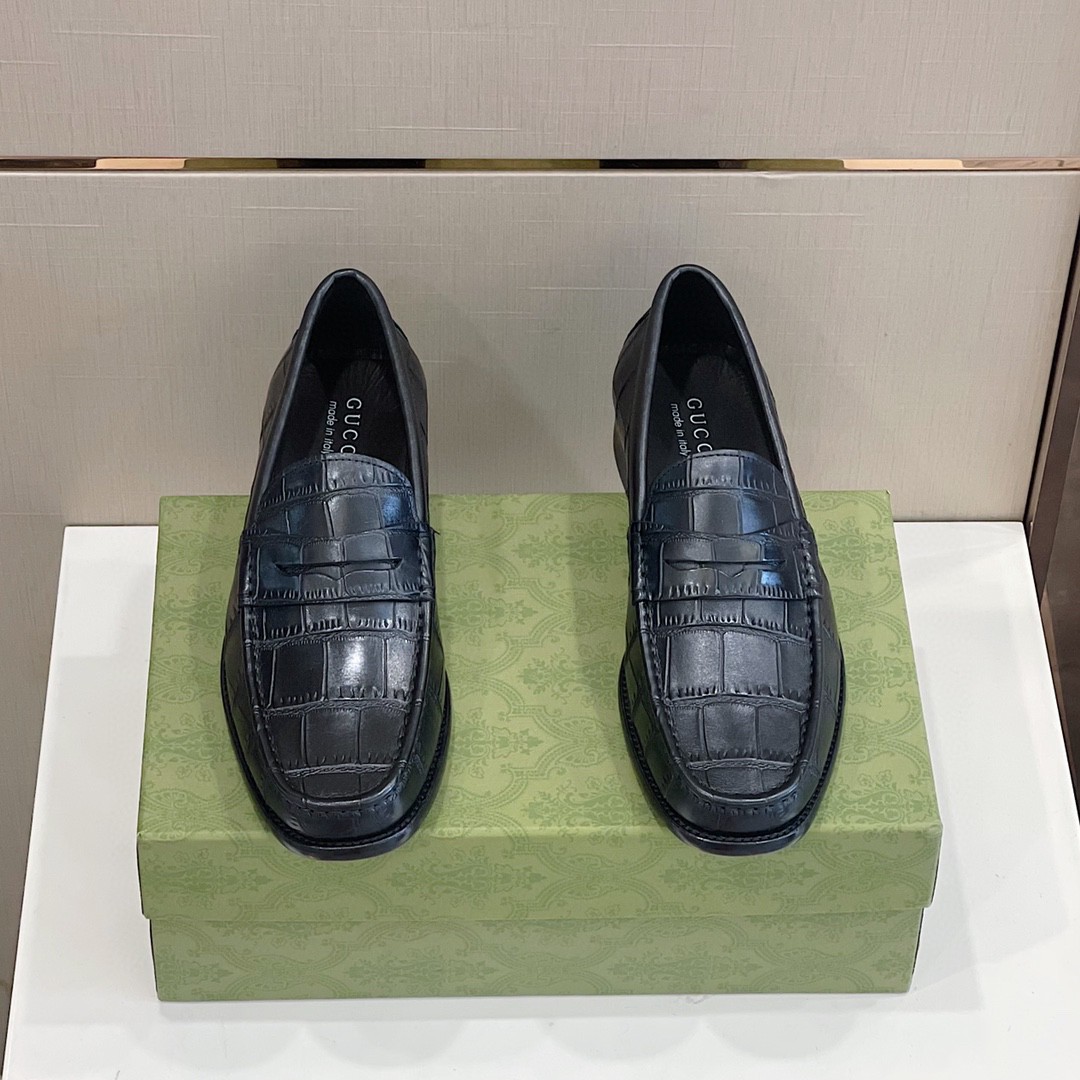 Gvc*1 Men’s Horsebit Crocodile Loafer Black For Men 699501 0GQ00