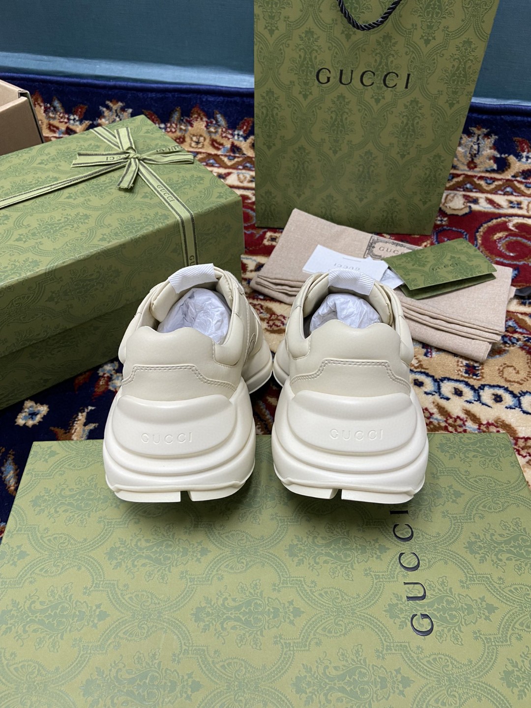 Gvc*1 Men’s Rhyton Sneakers With Lemon Gvc*1 White Ivory For Men 684899 DRW00 9522