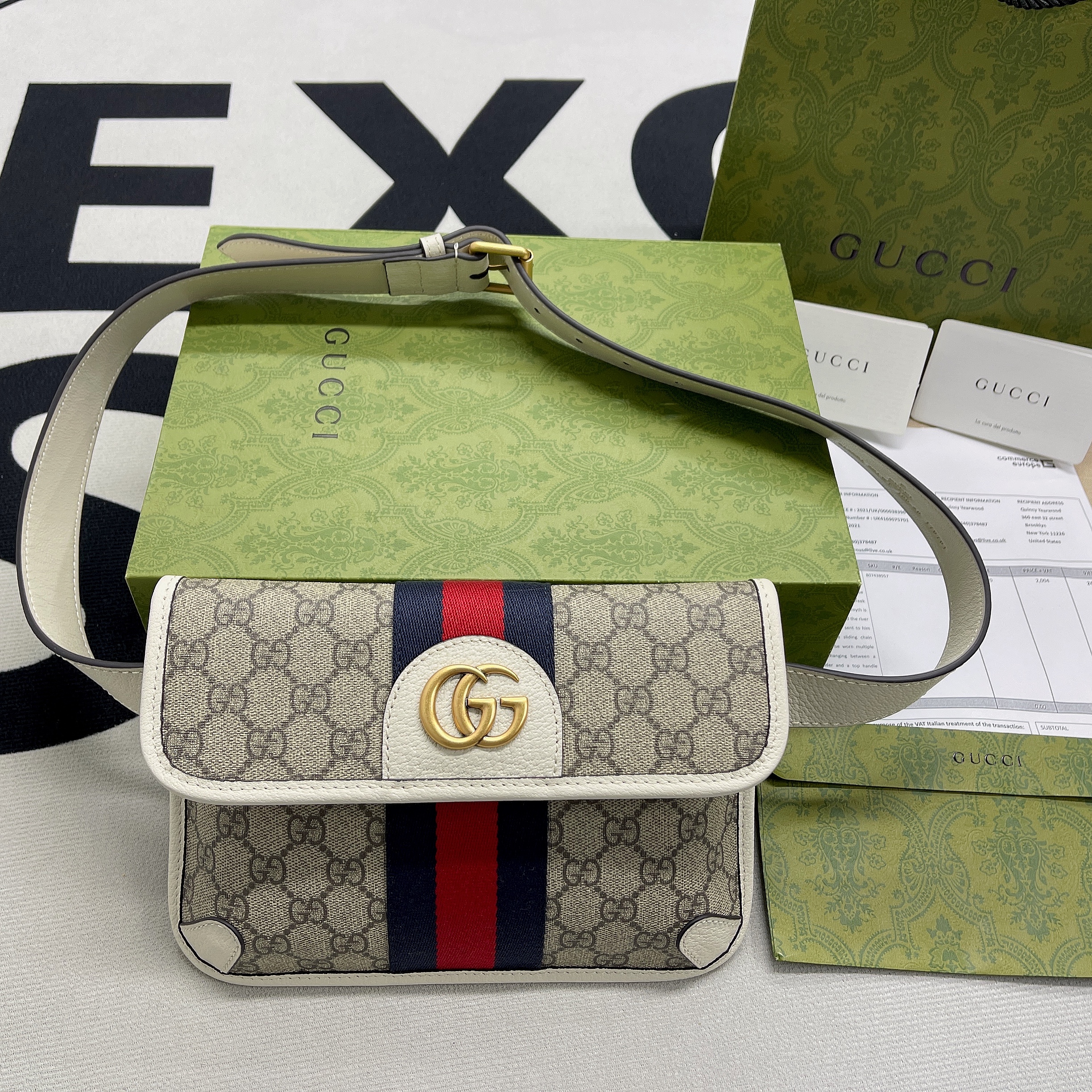 Gvc*1 Ophidia Belt Bag Beige And Ebony GG Svp*me Canvas, A Material With Low Environmental Impact For Men 8.7in/22cm GG 674081 96IWT 9794