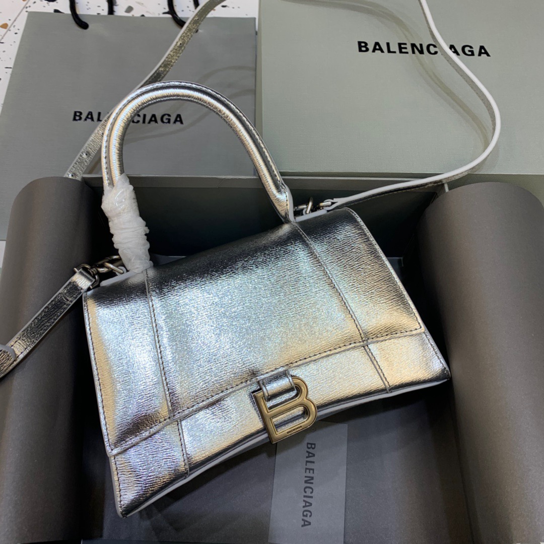Ba1en*iaga Hourglass Small Handbag In Sliver, For Women, Women’s Bags 9in/23cm