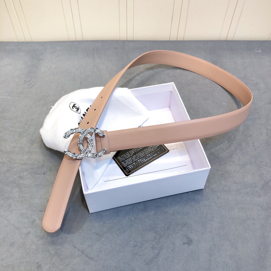 Ch**el Belt With Double C Buckle Beige Women Belt