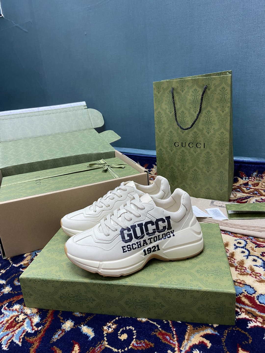 Gvc*1 Women’s Rhyton Sneakers With 25 White Ivory For Women ‎663339 2SH00 9522