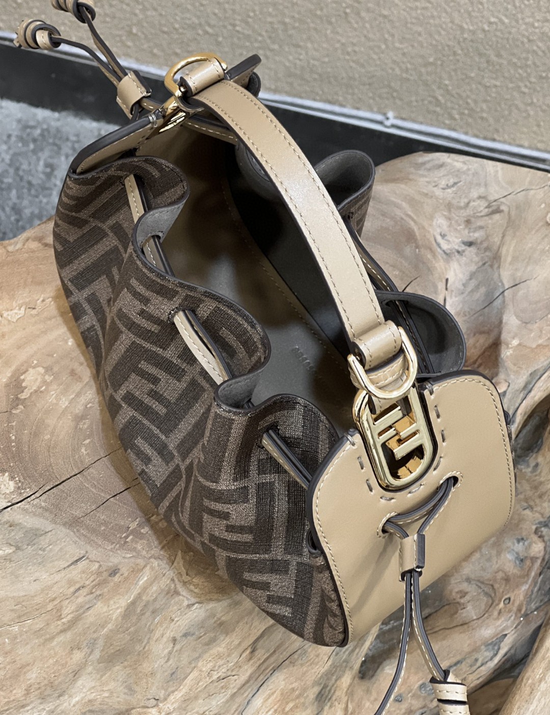 F**di Pomodorino Brown FF Fabric Mini Bag For Woman 17cm/6.5in 8BS059AHWVF1GE3