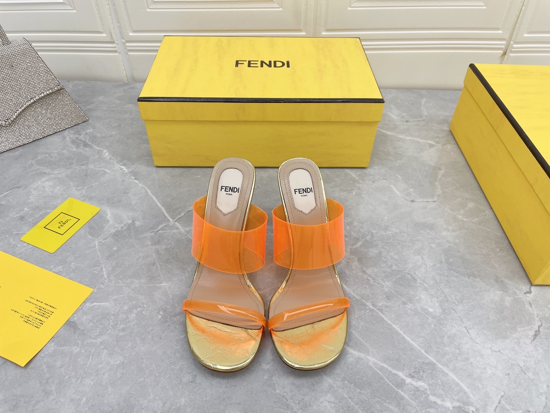 F**di First Orange Transparent High-Heeled Sandals For Women