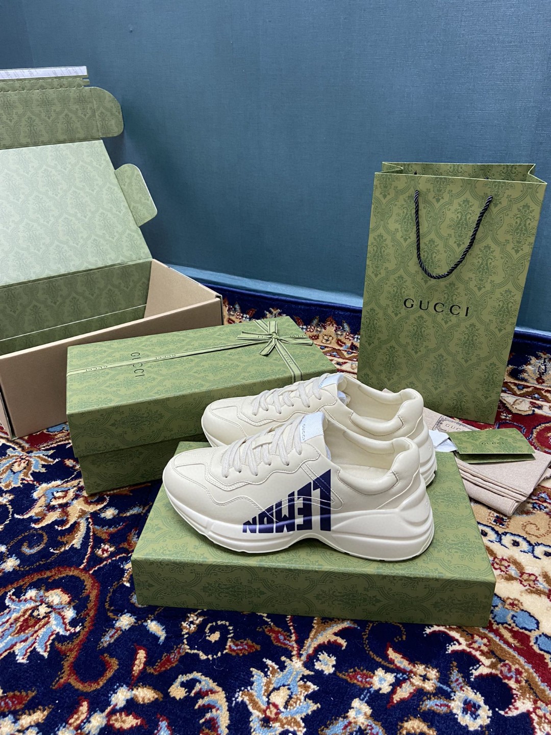 Gvc*1 Women’s Rhyton Sneakers With Lemon Gvc*1 White Ivory For Women 684899 DRW00 9522