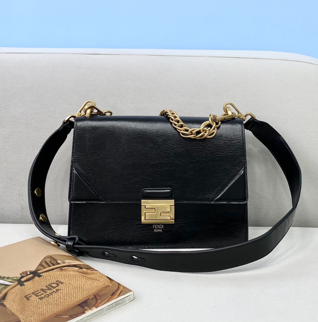 F**di Kan U Small Black Bag For Woman 25cm/9.5in