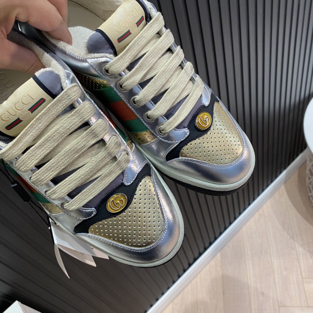 Gvc*1 Men’s Screener Low Top Sneakers Silver Gold For Men 627833 1TR20 8162