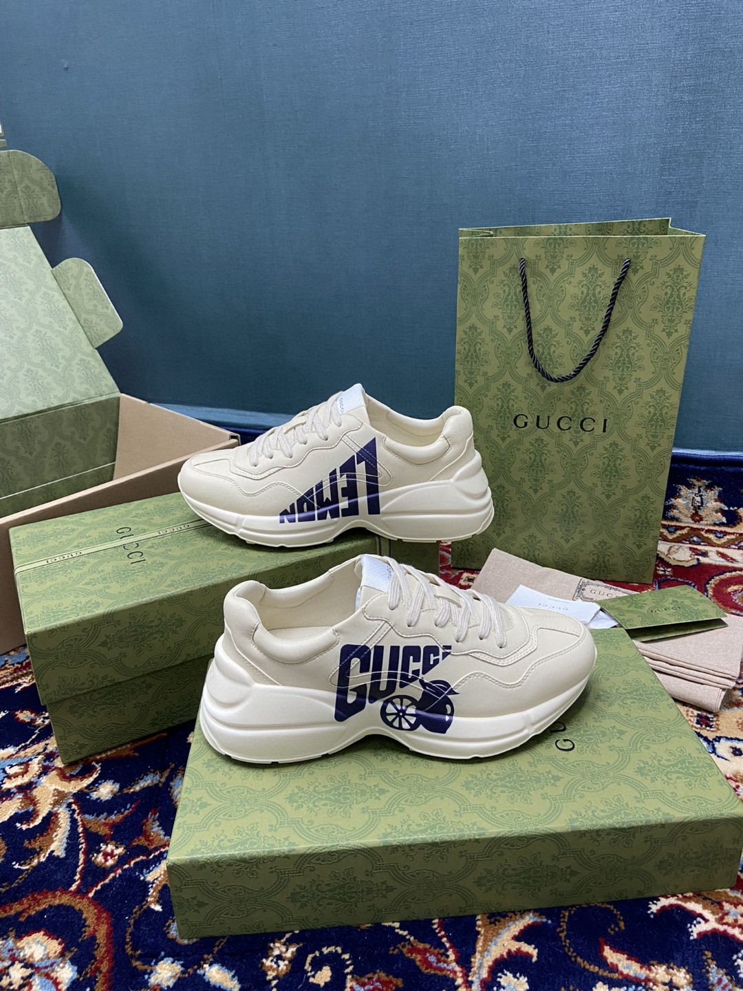 Gvc*1 Women’s Rhyton Sneakers With Lemon Gvc*1 White Ivory For Women 684899 DRW00 9522