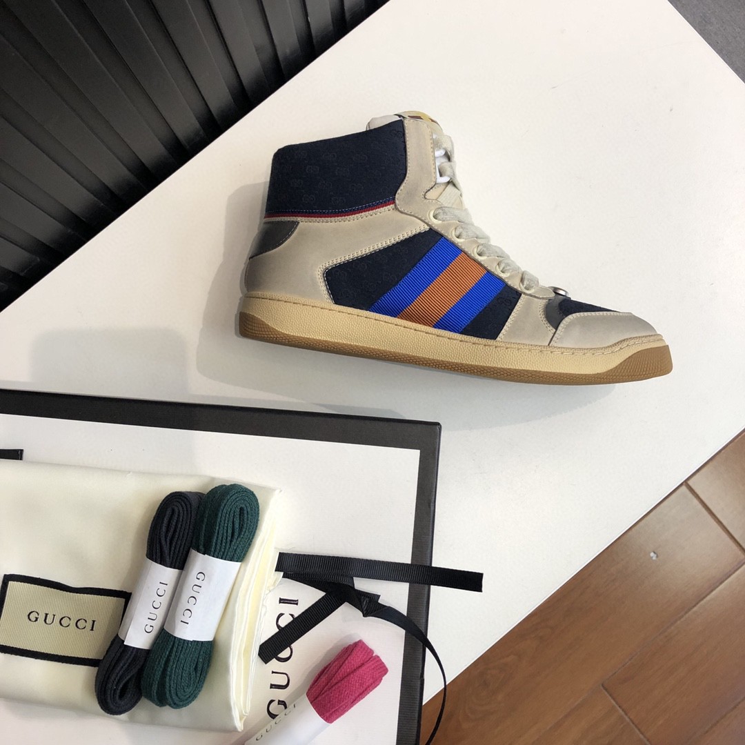 Gvc*1 Men’s GG Screener Distressed High Top Off-White Blue For Men 563730