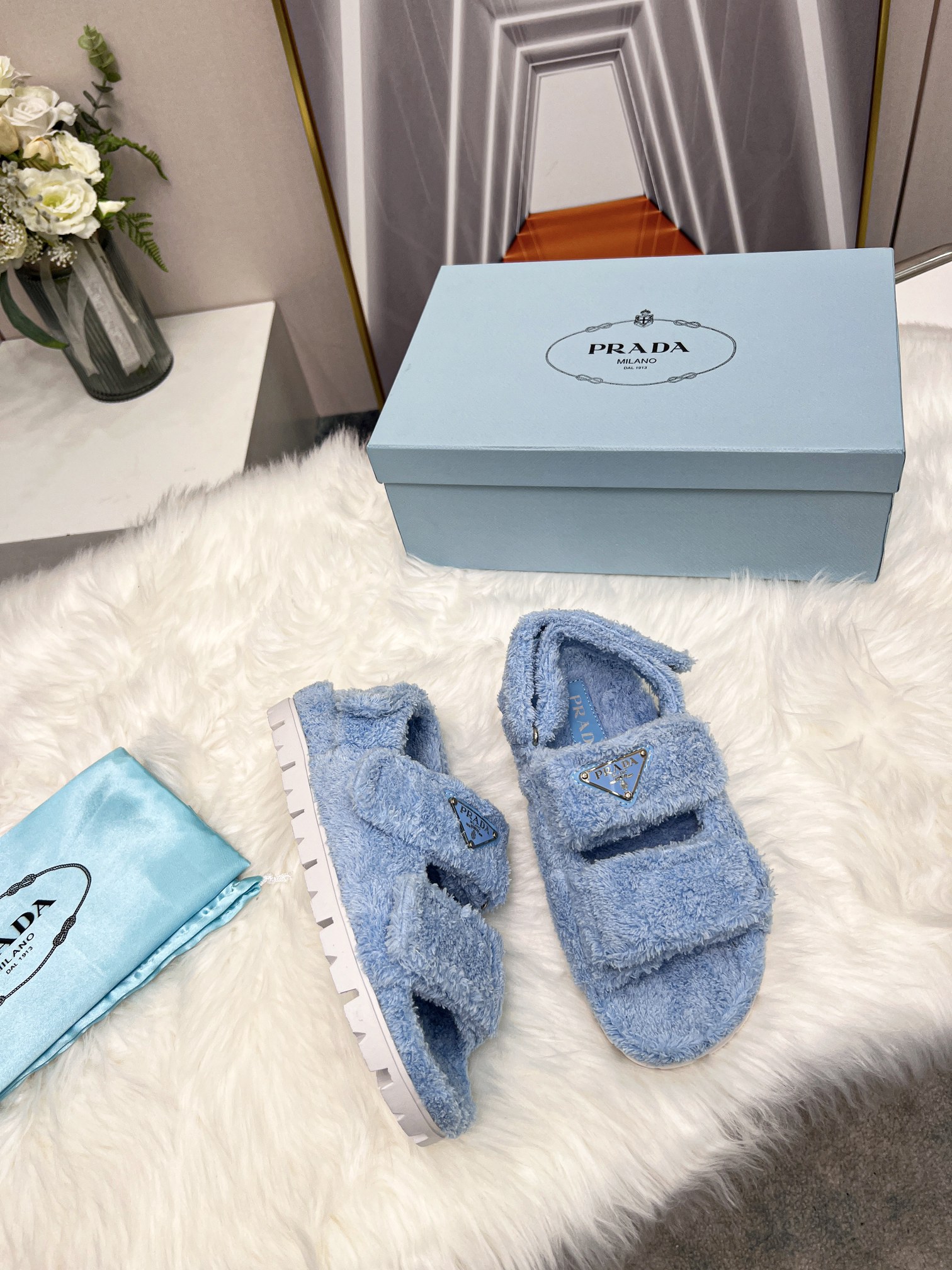 Pra*a Terrycloth Sandals Blue For Women 0.8in/20mm PRD 1X737M_H39_F0076_F_D020