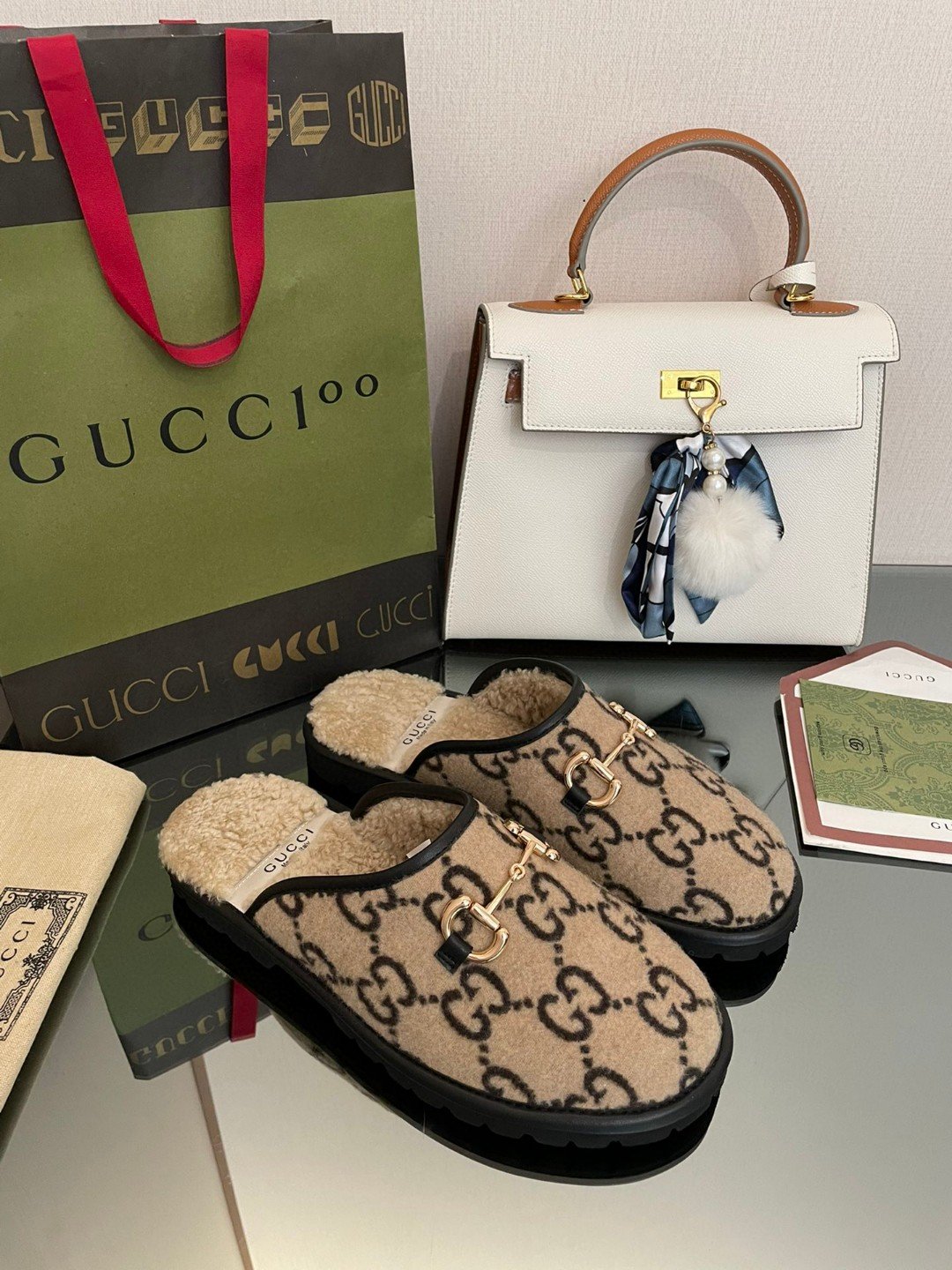 Gvc*1 Men’s GG Slipper With Horsebit Brown For Men GG Shoes 694249