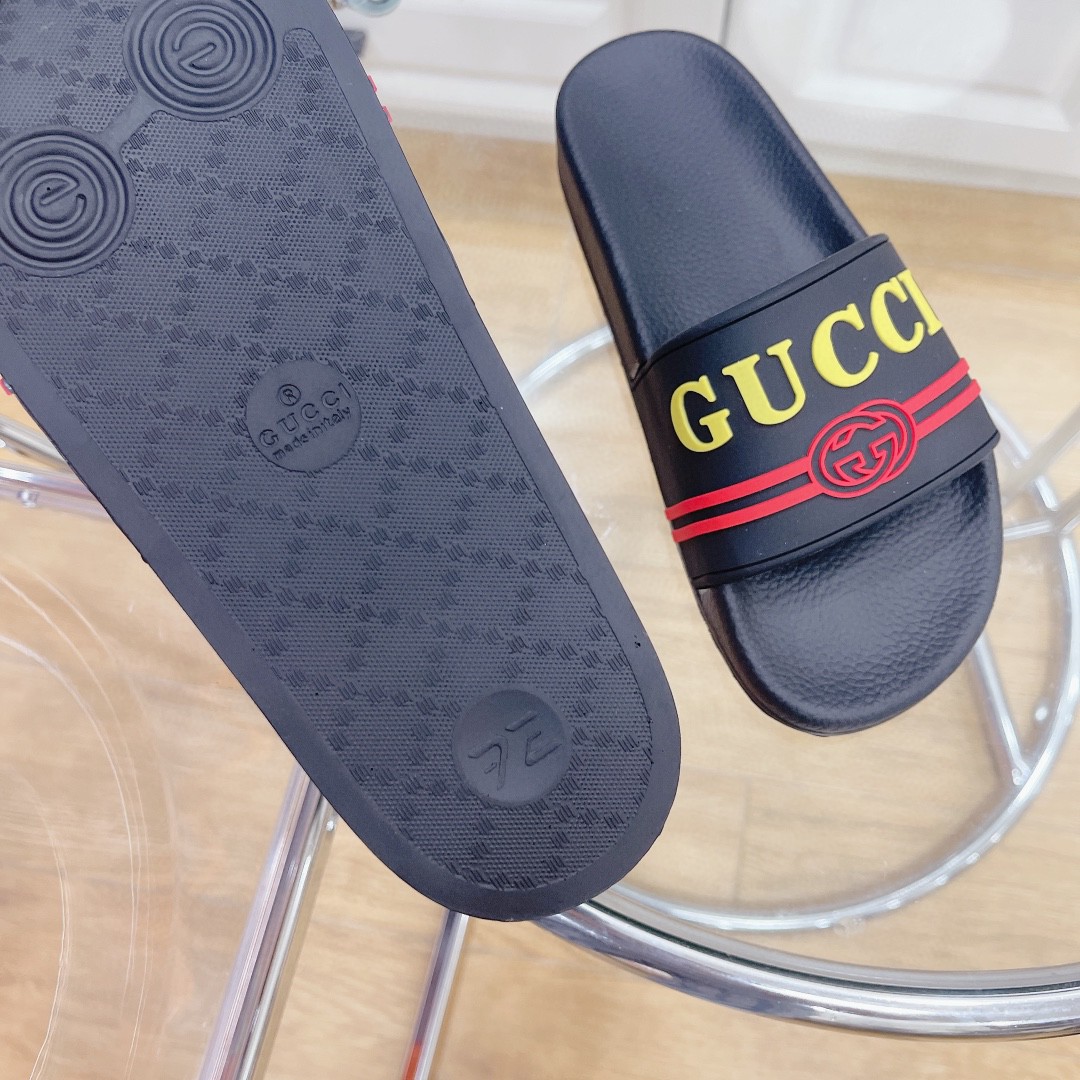 Gvc*1 Men’s Logo Rubber Slide Black Red And Yellow For Men 522887