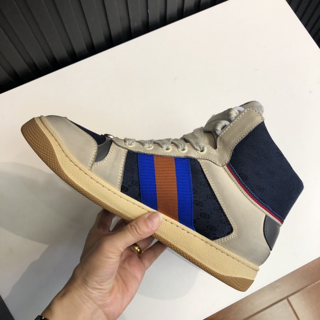 Gvc*1 Men’s GG Screener Distressed High Top Off-White Blue For Men 563730