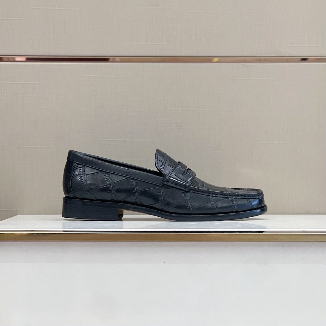 Gvc*1 Men’s Horsebit Crocodile Loafer Black For Men 699501 0GQ00