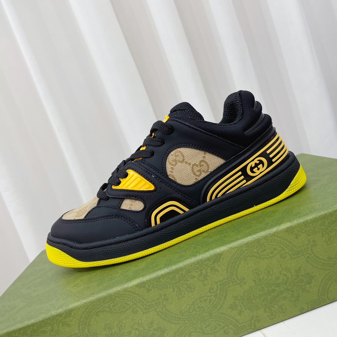Gvc*1 Men’s GG Basket Sneaker Black And Yellow For Men 661311
