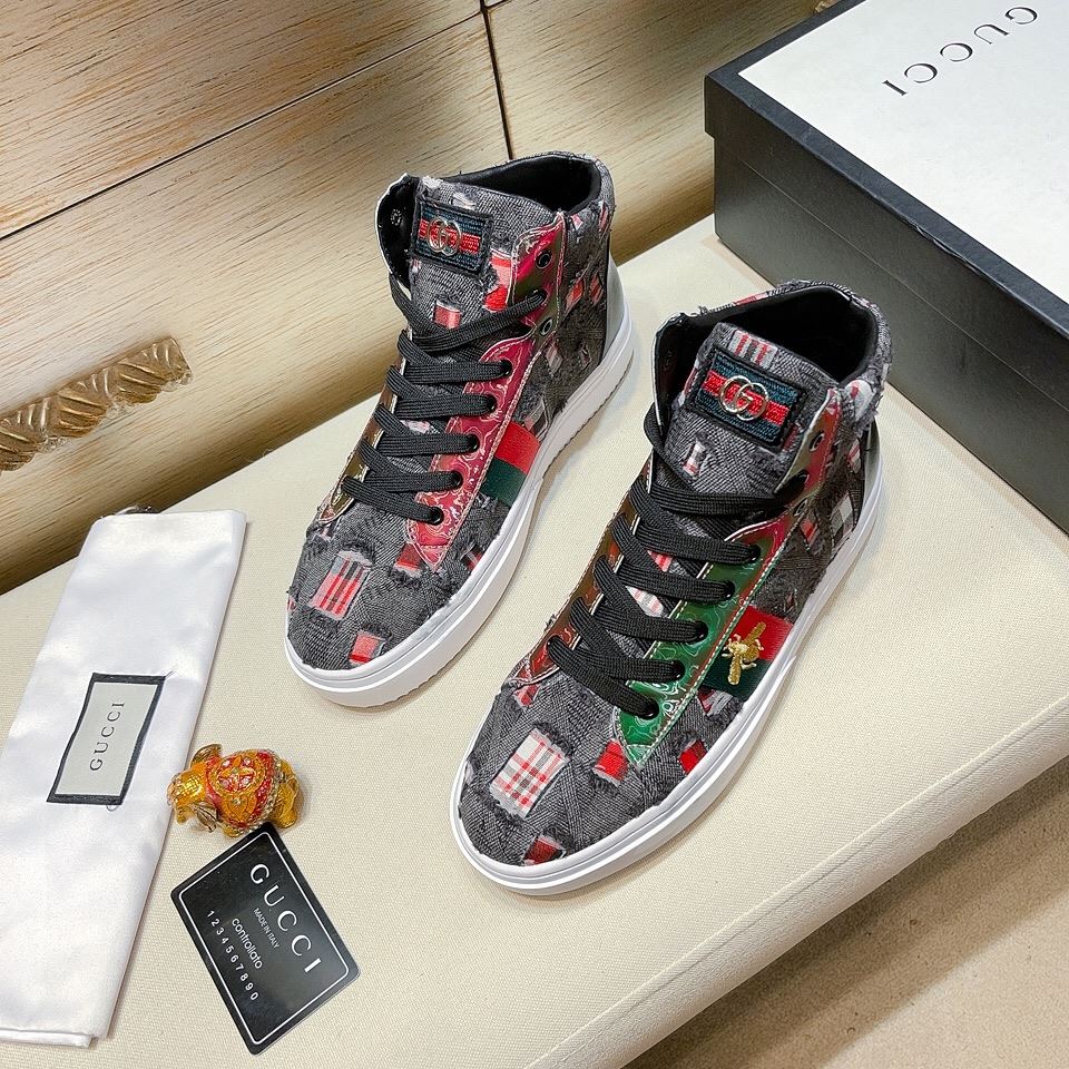 Gvc*1 Men’s Basket Jean’s High Top With Bee Sneaker Black For Men