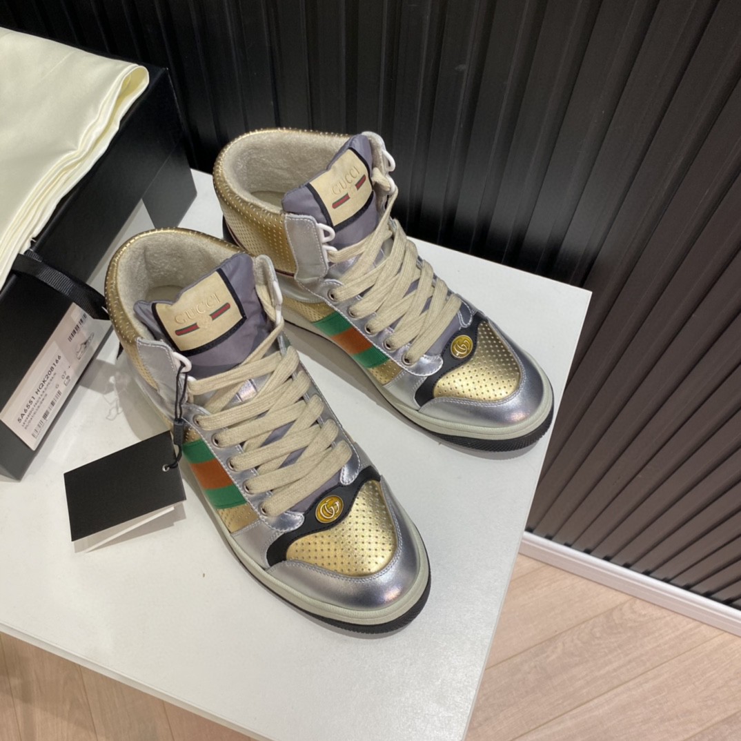 Gvc*1 Men’s Screener High-top Sneakers Silver Gold For Men 5634850