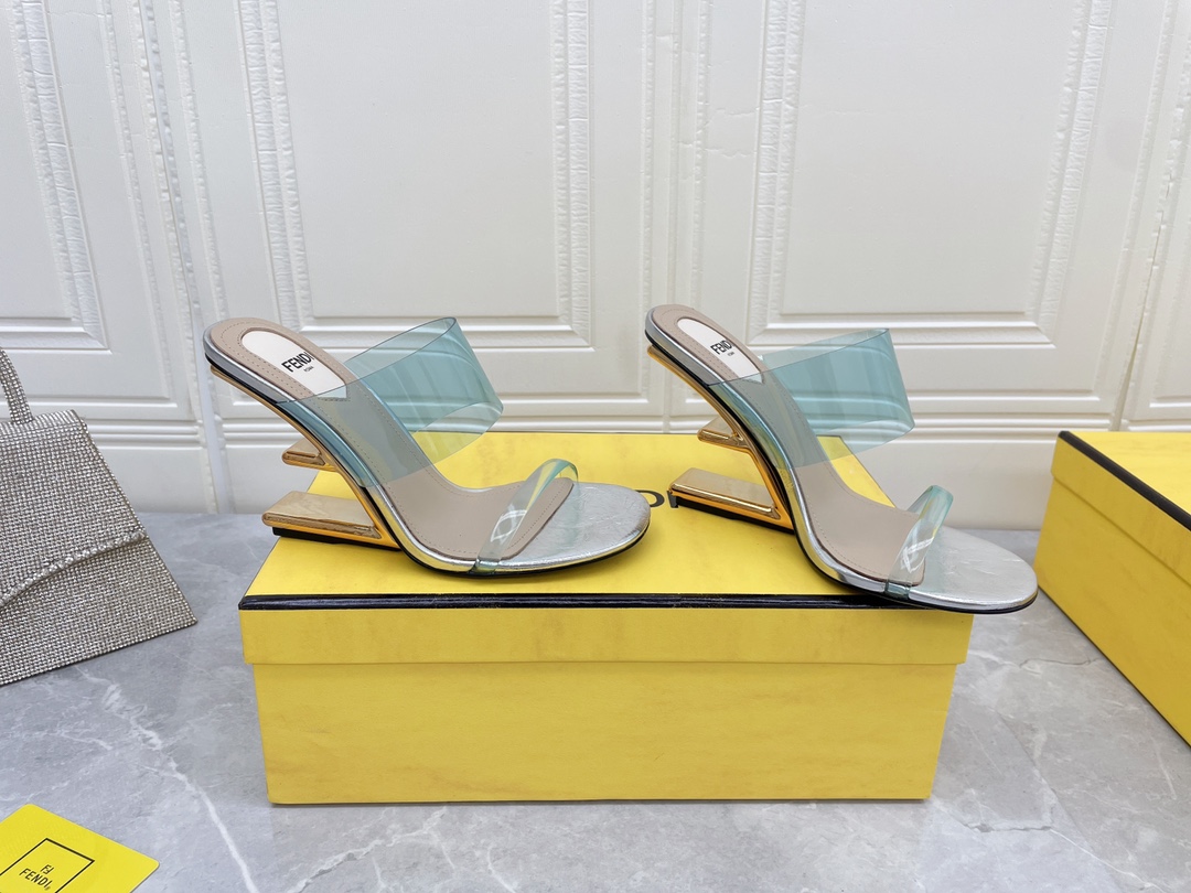 F**di First Blue Transparent High-Heeled Sandals For Women