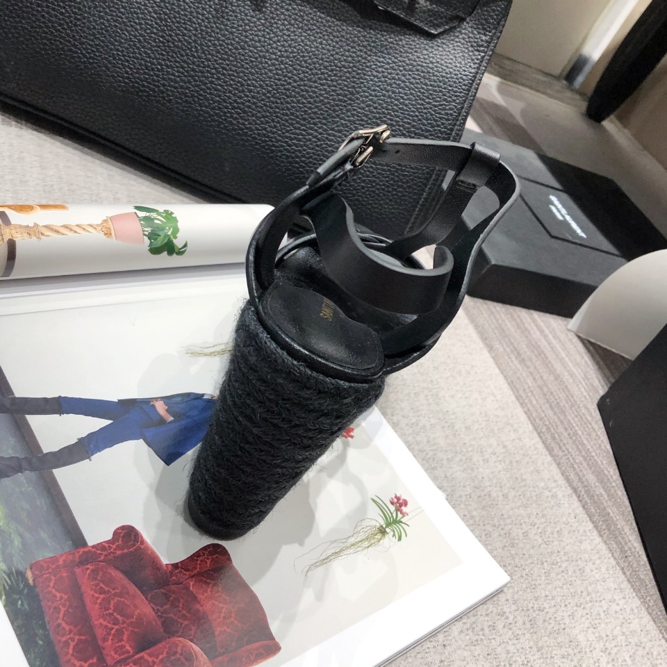 Sa1nt Lau*nt Women’s Tribute Espadrilles Wedge Black For Women Y51 611924BDA001000