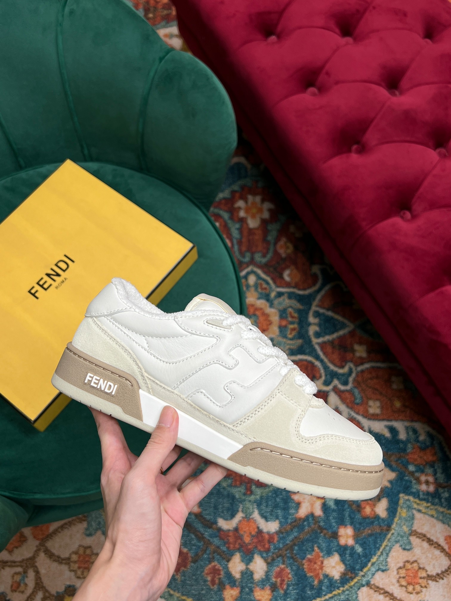 F**di Match Low Tops In White For Women 8E8252AHH2F1FHS