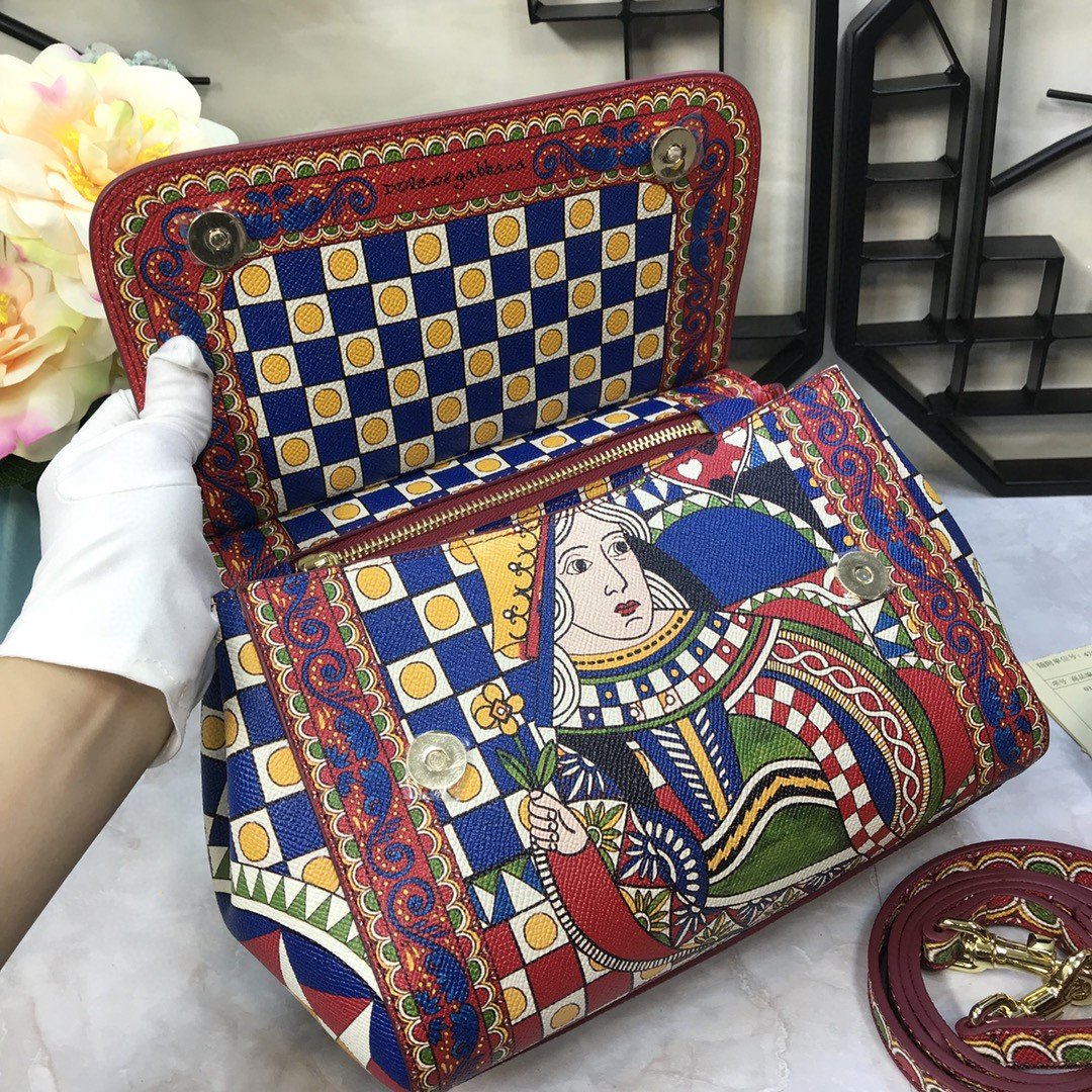 Dolce & Gabbana 90s Sicily Bag With Logo Print Multicolor For Women 10.2in/26cm DG