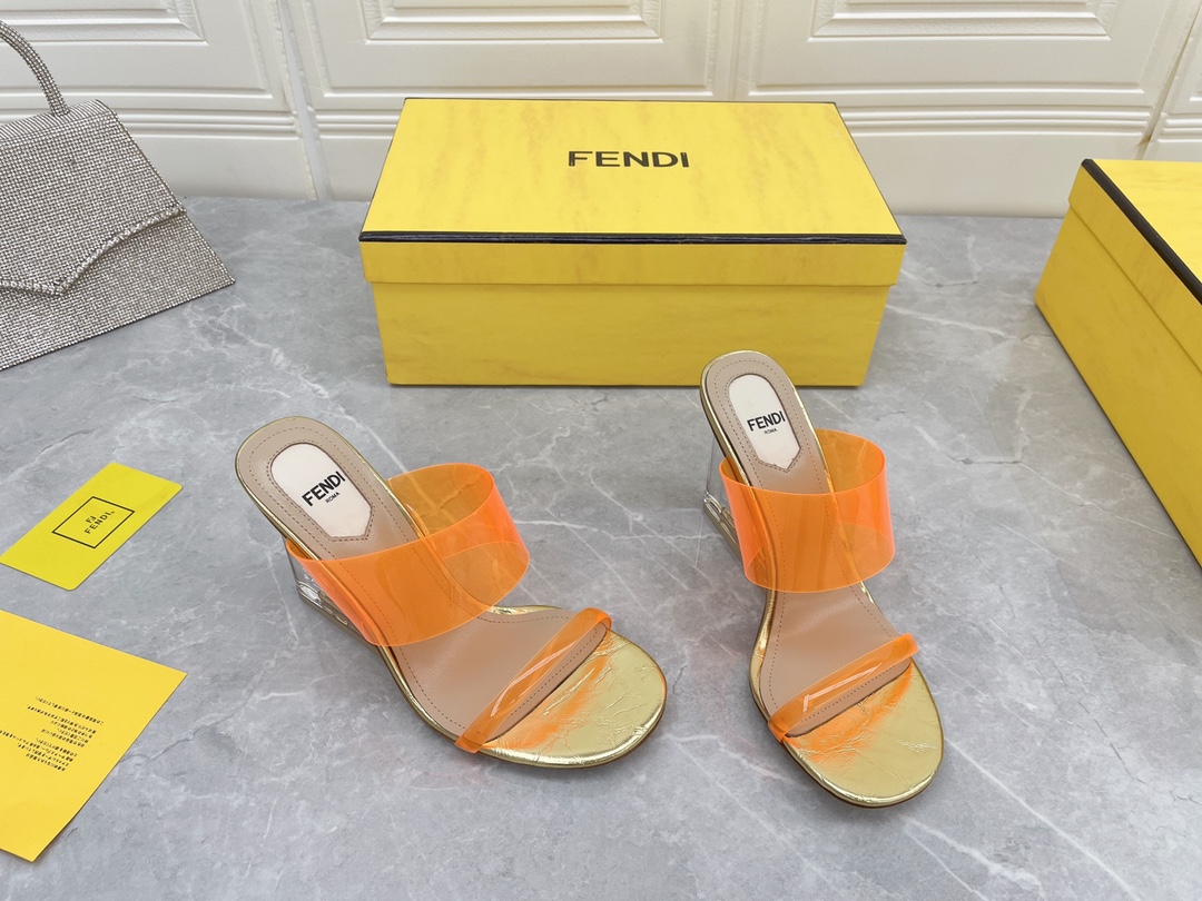 F**di First Orange Transparent High-Heeled Sandals For Women