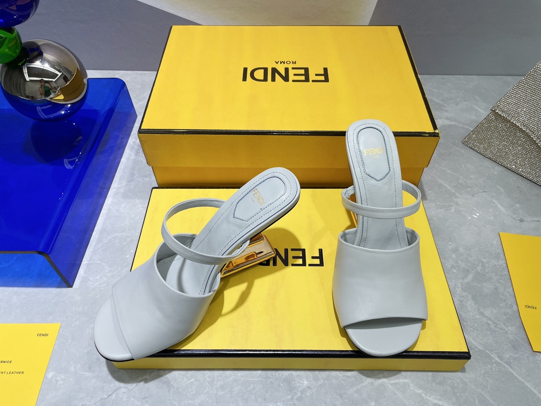 F**di First Grey High-Heeled Sandals For Women