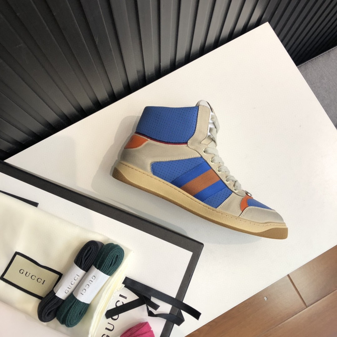 Gvc*1 Women’s Screener Distressed High Top Beige Blue For Women 563730