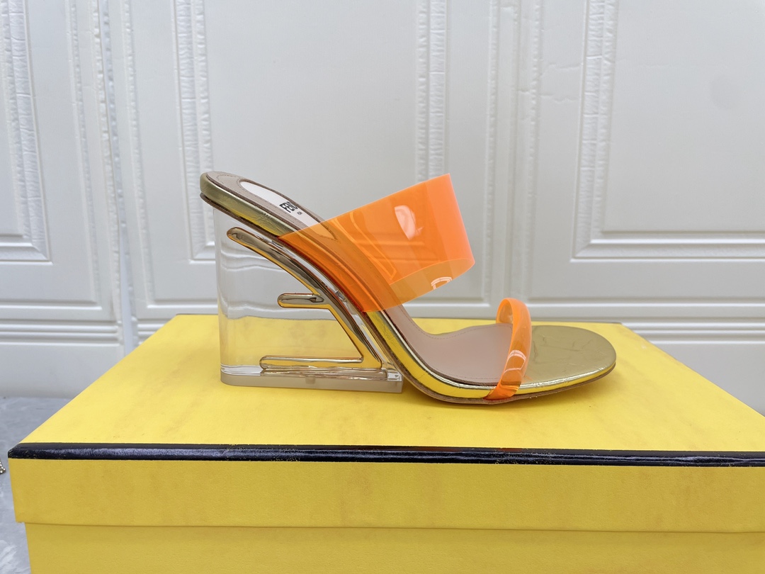 F**di First Orange Transparent High-Heeled Sandals For Women