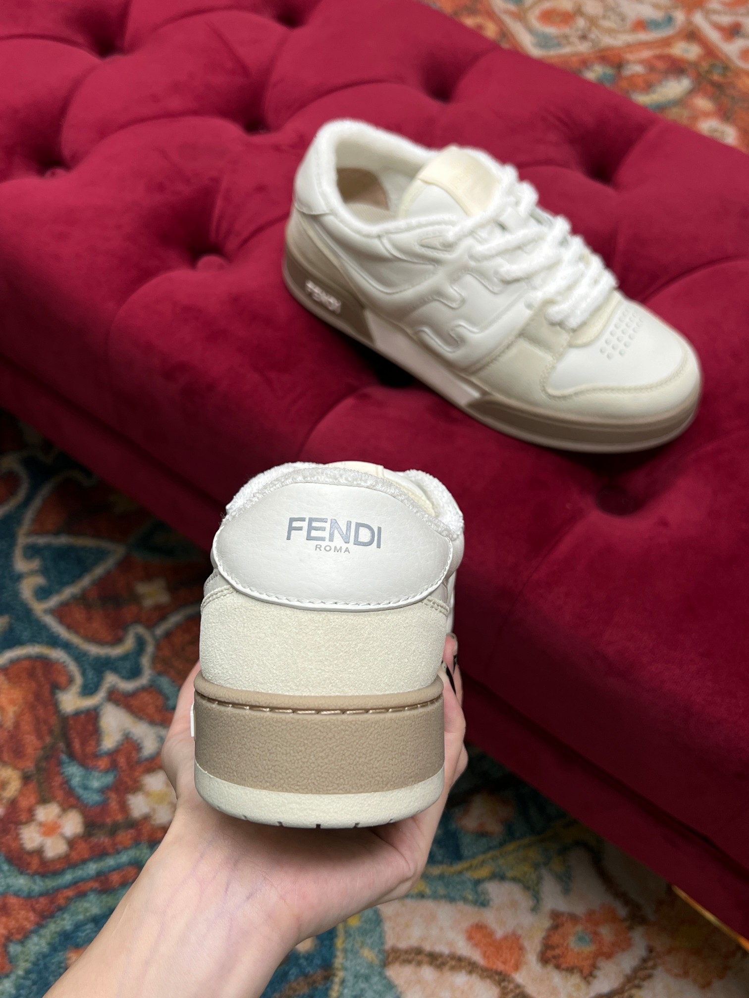 F**di Match Low Tops In White For Women 8E8252AHH2F1FHS