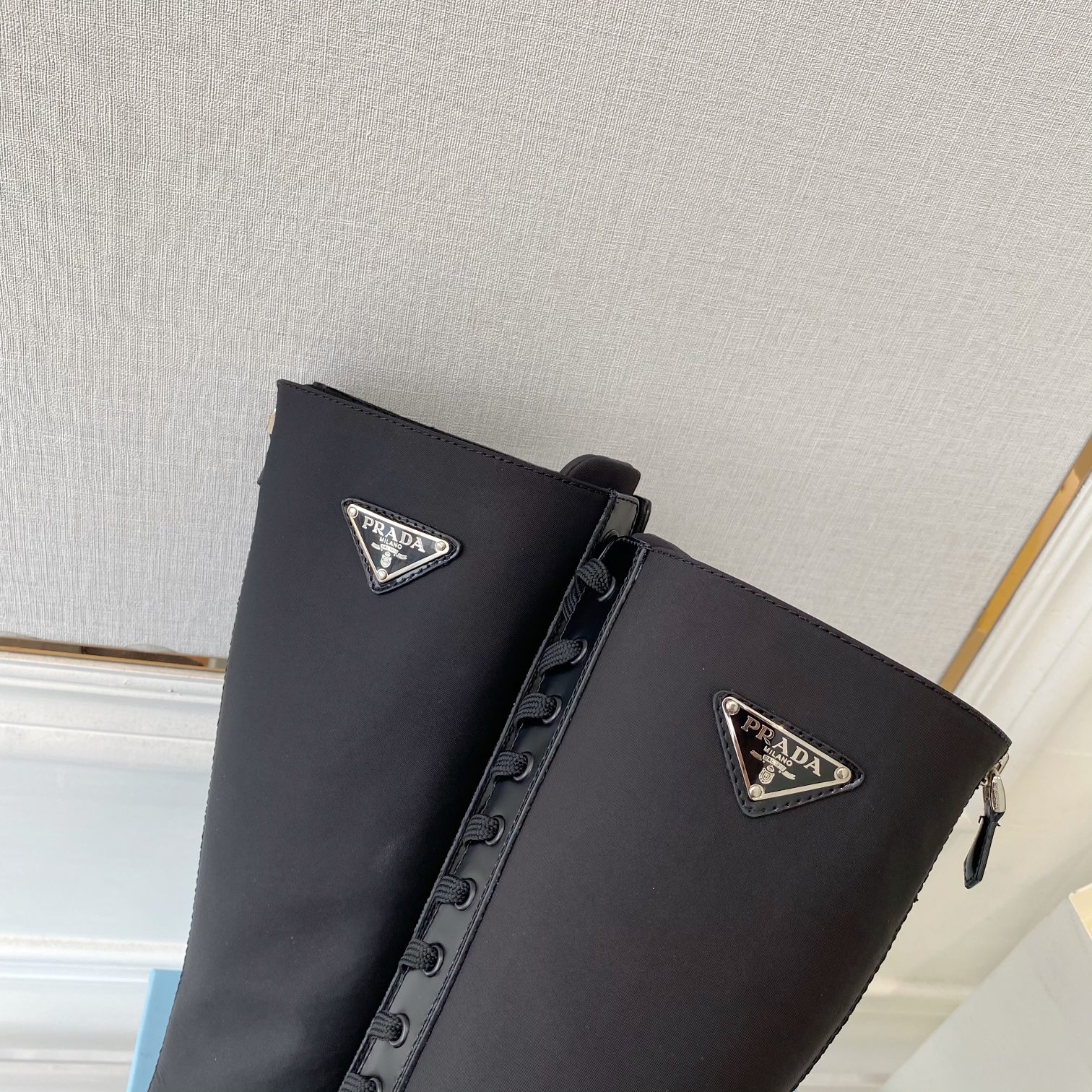 Pra*a Brushed And Re-Nylon Boots Black For Women PRD 1W906M_3LLB_F0002_F_D050