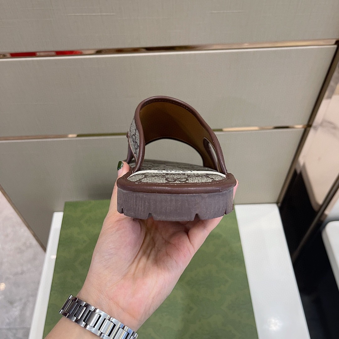 Gvc*1 Men’s GG Svp*me Slide Sandal Brown And Beige For Men 624879 96G60 9762